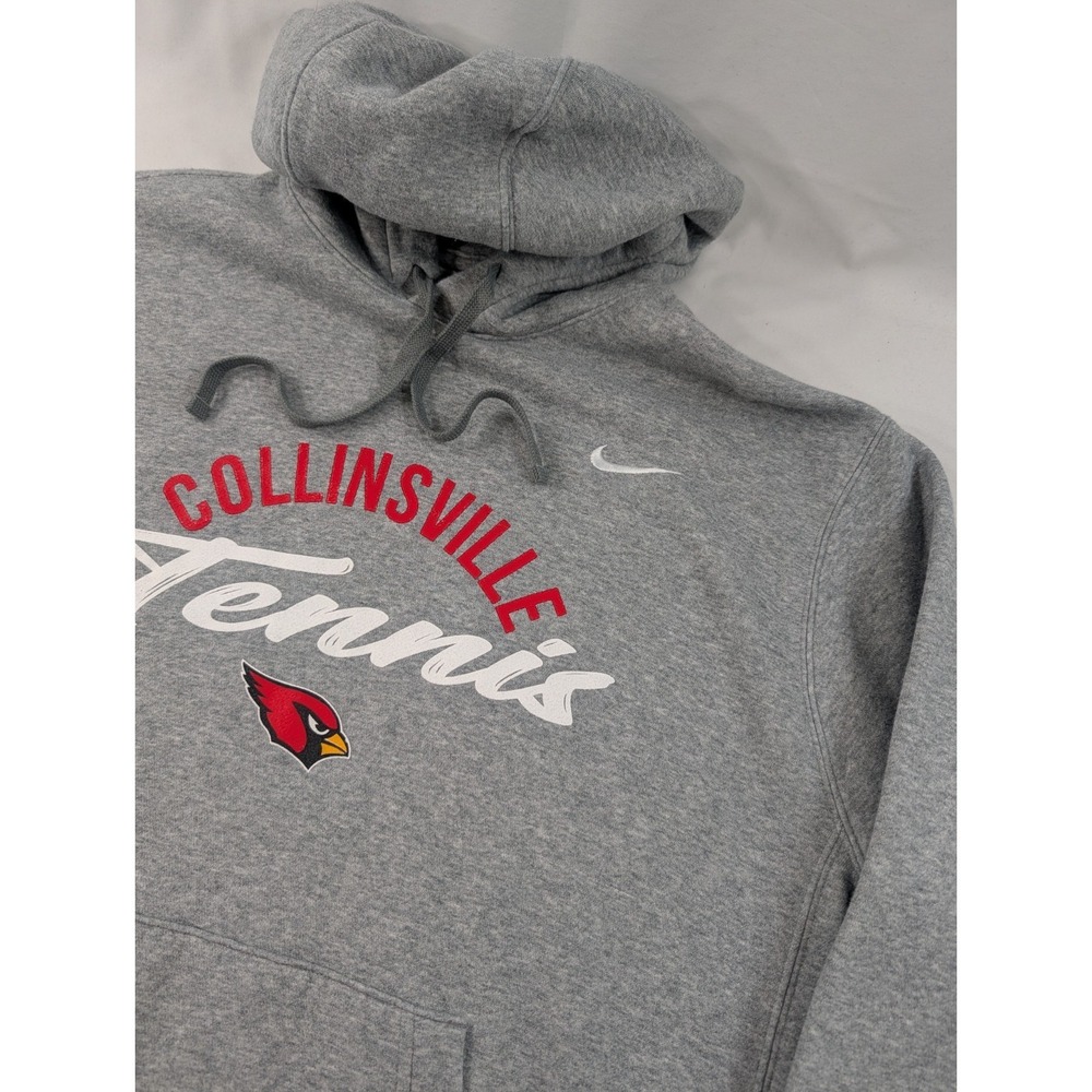 Nike Pullover Hoodie Embroidered Swoosh Collinsville Cardinals Tennis Large Gray